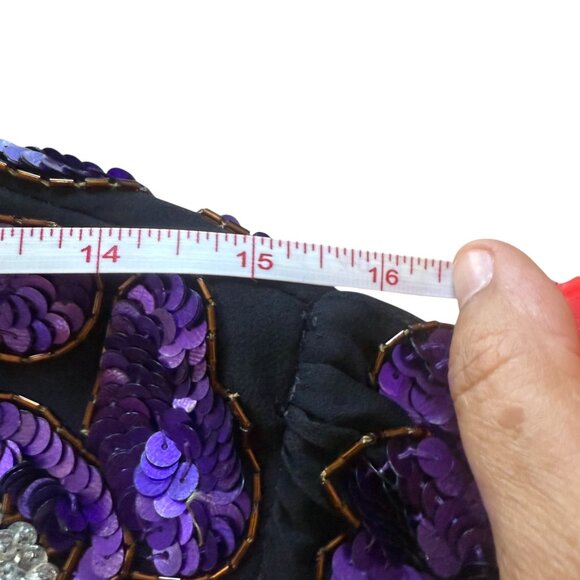Lawrence Kazar Silk Floral Sequins Beaded Long Sleeve Blouse GORGEOUS! W-L - Picture 9 of 15